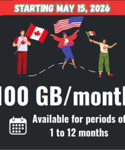 100GB/month Canada/USA/Mexico - 1 to 12 months - With Expiration